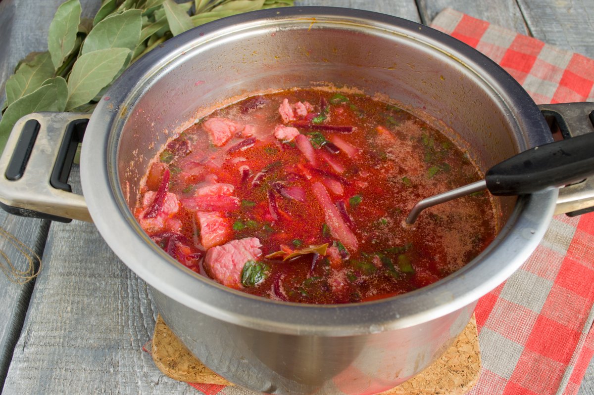 borscht in a saucepan